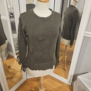 Vince Camuto Olive Long Sleeve Knit Sweater with Cutouts Size M